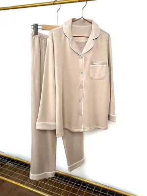 男式 100% 桑蚕丝拉丝睡衣套装丝绸睡衣保暖内衣 — 第 1/4 张图片