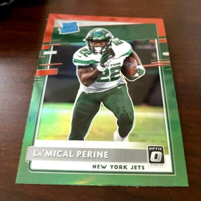 2020 La'Mical Perine Rated Rookie Optic Preview Red Green Prizm RC New York Jets - Image 1 of 2