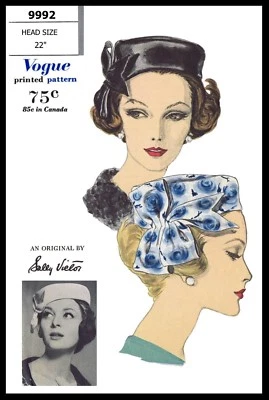 Vogue 9992 Pattern Sally Victor Bow Pillbox Hat Cap - Image 1 of 4