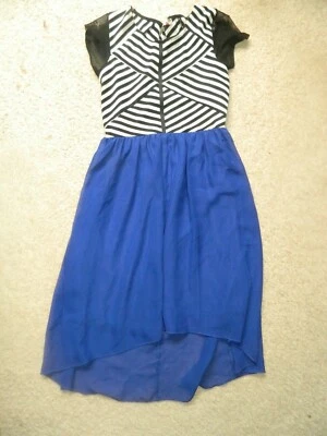 Vestido Formal Speechless Niñas Rayas Azul Negro Juvenil Talla 12 Mangas Cortas  Foto 1 de 4