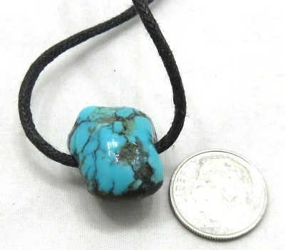Turquoise Nugget Bead Necklace 25 Carats 25 Inches Adjustable Cord  #17 - Image 1 of 4