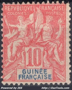 GUINÉE TYPE GROUPE 10c ROUGE N° 14 NEUF * AVEC CHARNIERE - Picture 1 of 2
