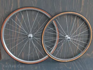 Vintage Campagnolo C Record TimeTrial Bicycle WHEELS Aero Rims Sew Up Tires Bike - Picture 1 of 23