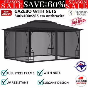 Garden Gazebo With Removable Curtains Outdoor Party Tent Shelter Pavilion Canopy - Picture 1 of 11