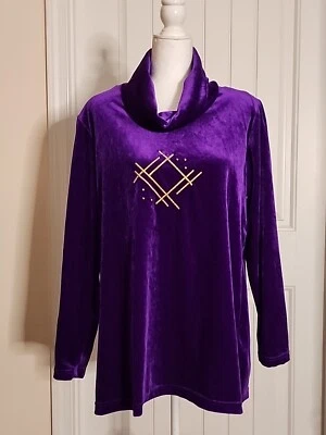 复古 Erin London Velour 2 件套田径套装女式 Lg 上装/中码裤子   — 第 1/4 张图片