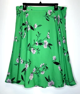 Ann Taylor A-Line Skirt Women's 14 Green Floral Classic Formal Back Zip NWT $109 - Picture 1 of 6