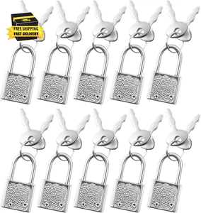 10 PCS Suitcase Locks with Keys, Luggage Locks Silver Padlock with Key Metal Pad - Picture 1 of 7