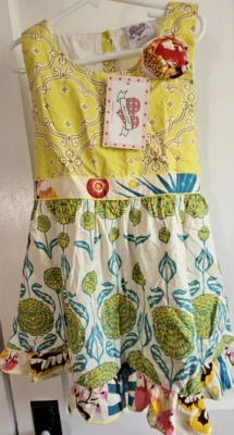 NWT Ann Loren girl floral print swirly dress 7/8 ruffle hem - Image 1 of 4