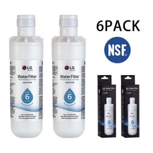 6 Pack Refresh Refrigerator Ice Water Filter LG LT1000P ADQ747935 GF-D706BSL - Image 1 of 4