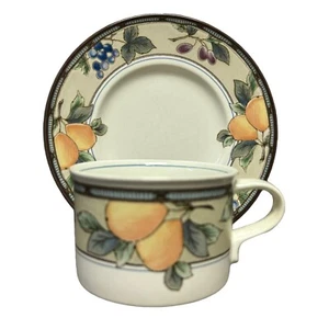 Mikasa talla jardín taza y platillo juego horno seguro para lavavajillas estampado de fruta - Imagen 1 de 14