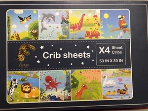 Crib Sheet Set Premium 4 Pack Colorful, Soft Breathable Cotton & Tencel, Fade - Picture 1 of 7