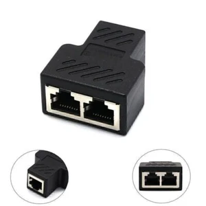 1 To 2 Ways RJ45 LAN Ethernet Network Cable Female Splitter Connector Adapter - Picture 1 of 11