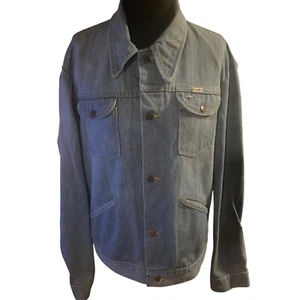 VTG 70’s WRANGLER No Fault Denims Sanfor-Set Denim Jean Jacket Sz 44 Long USA - Picture 1 of 24
