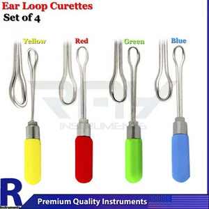 Set of 4 Ear Loop Cleaner Instruments Wax Remover Ear Pick Curette Skin Care - Picture 1 of 1