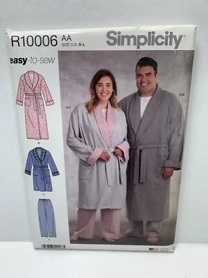 Simplicity R10006 Unisex Bathrobe Pants Mens Misses Easy Pattern S-L *uncut* - Image 1 of 3