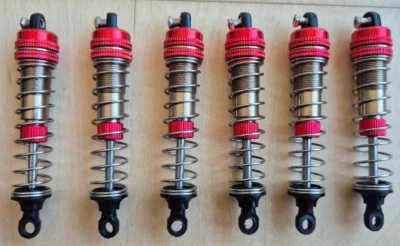 6 Stk. echte, rote  Öldruck Stoßdämpfer , RC car, XLH, Xinlehong s-idee 9125 - Bild 1 von 4