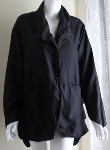 KRISTA LARSON OS M L XL Black Silk Taffeta Ruffled Full Funky Rich Jacket Blazer - Picture 1 of 9