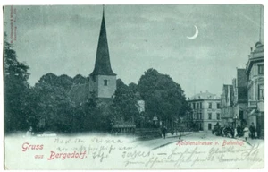 Mondschein AK Hamburg-Bergedorf,Holstenstraße vor Bahnhof 1898 - Picture 1 of 2