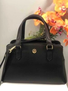 Liked New~~ORA DELPHINE "Evelyn" Black Genuine Leather Satchel Bag - Picture 1 of 9
