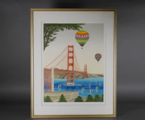 Fanch Ledan (France 1949) Original Lithograph Signed Framed Golden Gate Bridge - Picture 1 of 10