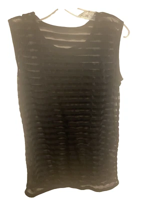 WOXUAN Hombre Camiseta Sin Mangas Chaleco Talla Mediana Negro Malla Semi Transparente Rayas Nuevo sin Etiquetas Foto 1 de 4