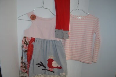 Persnickety Niñas Talla 6 Nellie Pájaro Vestido Leggings Conjunto Top Bosque Joyas 2012 Foto 1 de 4