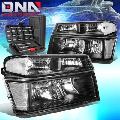 PARA CHEVY COLORADO/GMC CANYON 2004-2012 NEGRO/CLARO FARO PARACHOQUES LÁMPARA + HERRAMIENTAS Foto 1 de 4