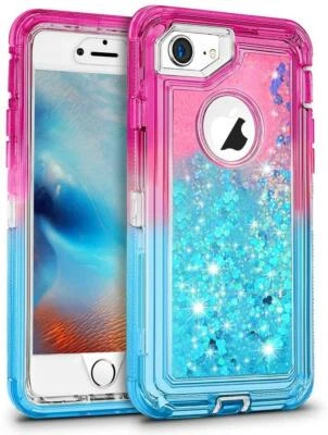 Funda para iPhone 8/7/6 Lindo Brillo Líquido Protector Brillante Resistente Arenas Movibles Foto 1 de 4