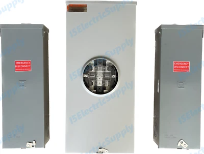 400 / 320 Amp Meter Base / Socket Bundled w/ 2 200A Main Breakers / Discounnects - Image 1 of 4
