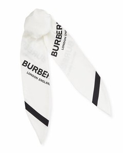 Burberry Logo Silk White Foulard Chignon L115207 Hair Accessory 54 cm