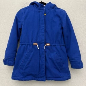 Boden Girls Blue Hooded Sherpa Lined Jacket Coat Size 9-10Y - Picture 1 of 12