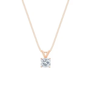 IGI F/ VS 1 Ct Cushion Lab Created Grown Diamond Pendant Necklace 14K Rose Gold - Picture 1 of 3