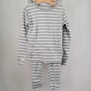 Old Navy Kids' Unisex Fitted Pajama Set • gray & white stripe • M / 8 - Picture 1 of 14