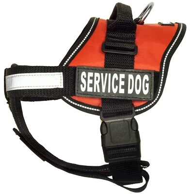 BARKOUTFITTERS Red Service Dog Vest Harness with 50 ADA Cards - Heavy Duty Straps - 2 Sizes!