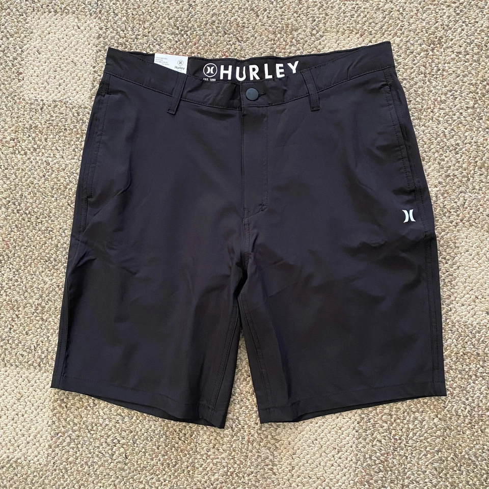 Mens Hurley Hybrid Walk Shorts Black Size 40 Quick Dry Stretch Reflective