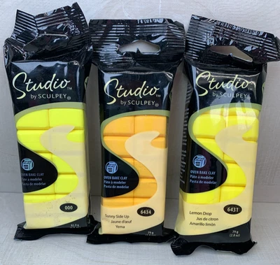 Lot of 3 Studio by Sculpey Oven Baked Clay Lemon Drop Sunny Side Up Yellows - Image 1 of 3