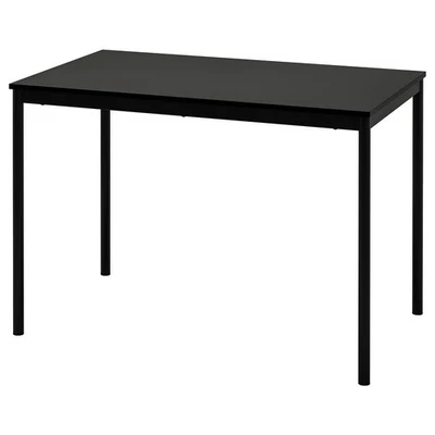 Modern Black Dining Table 110x67cm Kitchen Office Desk Small Space Furniture NEW - Image 1 of 4