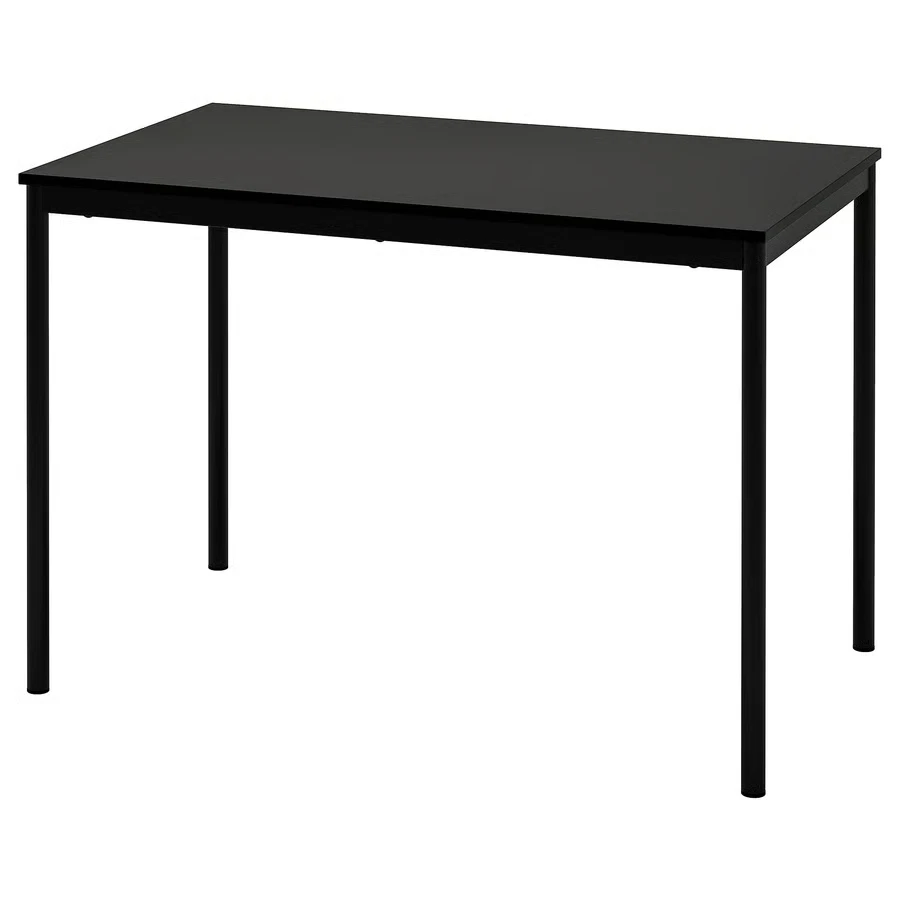 Modern Black Dining Table 110x67cm Kitchen Office Desk Small Space Furniture NEW - Image 1 of 4