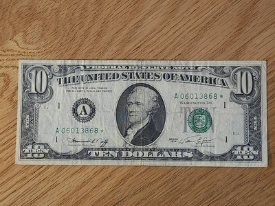 1974 $10 "STAR NOTE" BOSTON DISTRICT A06013868* - Image 1 of 4