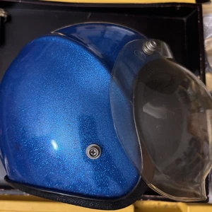 Vintage Spoiler S-80 Flake Sparkle Blue Motorcycle Safety Racing Helmet S USA - Picture 1 of 9