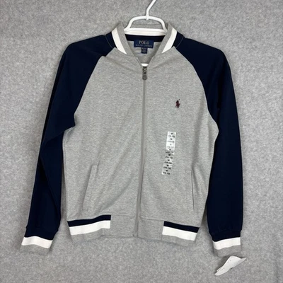 NUEVO Polo Ralph Lauren Niños Talla M 10-12 Algodón Chaqueta de Béisbol Algodón Gris Foto 1 de 4