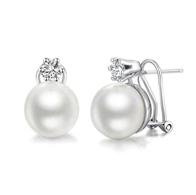 Orecchini Pendenti Perla E ZIRCONE ELEGANTI IDEA REGALO - Immagine 1 di 4