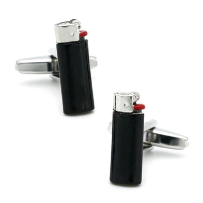 Gemelos encendedores Cigarrillo Fumador Papá Esmalte Negro con Bolsa de Regalo Foto 1 de 4