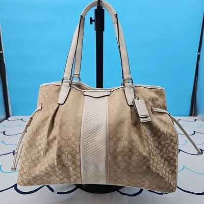 Cartera Coach Signature a rayas con cordón color tostado M1369-F31308 Foto 1 de 4