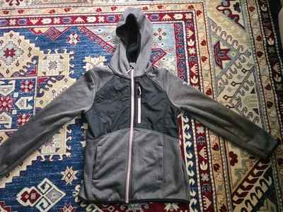 Nueva Chaqueta de Rendimiento Reebok Para Mujer Cremallera Completa Gris Negra Talla M Sudadera Capucha Foto 1 de 4