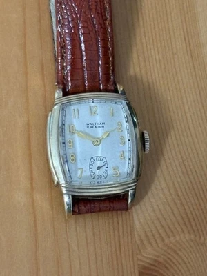 Waltham Manual-Wind Watch Small Seconds White Dial Brown Leather Strap Working - Image 1 of 4