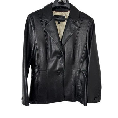 Blazer chaqueta abrigo de cuero para mujer Wilsons vintage Pelle Studio negro LG Foto 1 de 4