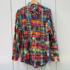 BROOKS BROTHERS—VTG Bright Madras Camicia a maniche lunghe—Uomo L—16,5 x 36—India—VG+ - Foto 1 di 12
