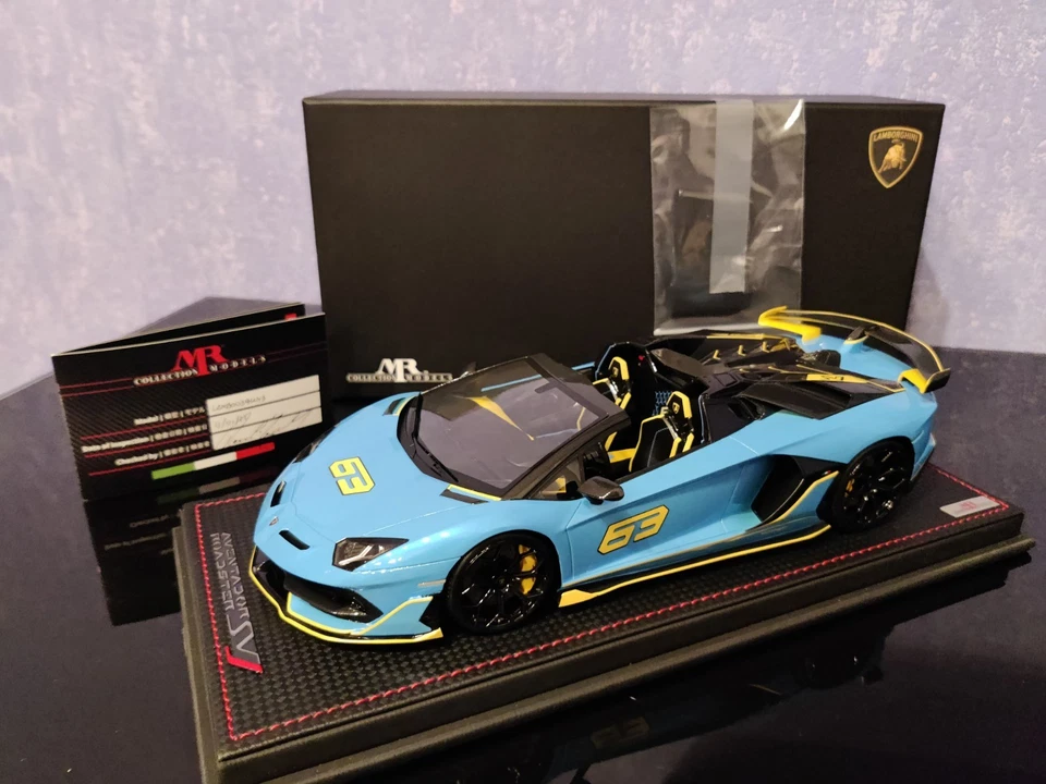 MR Collection Lamborghini Aventador SVJ 63 Roadster 1/18 Blu Cepheus N°36/63 - Photo 1/4