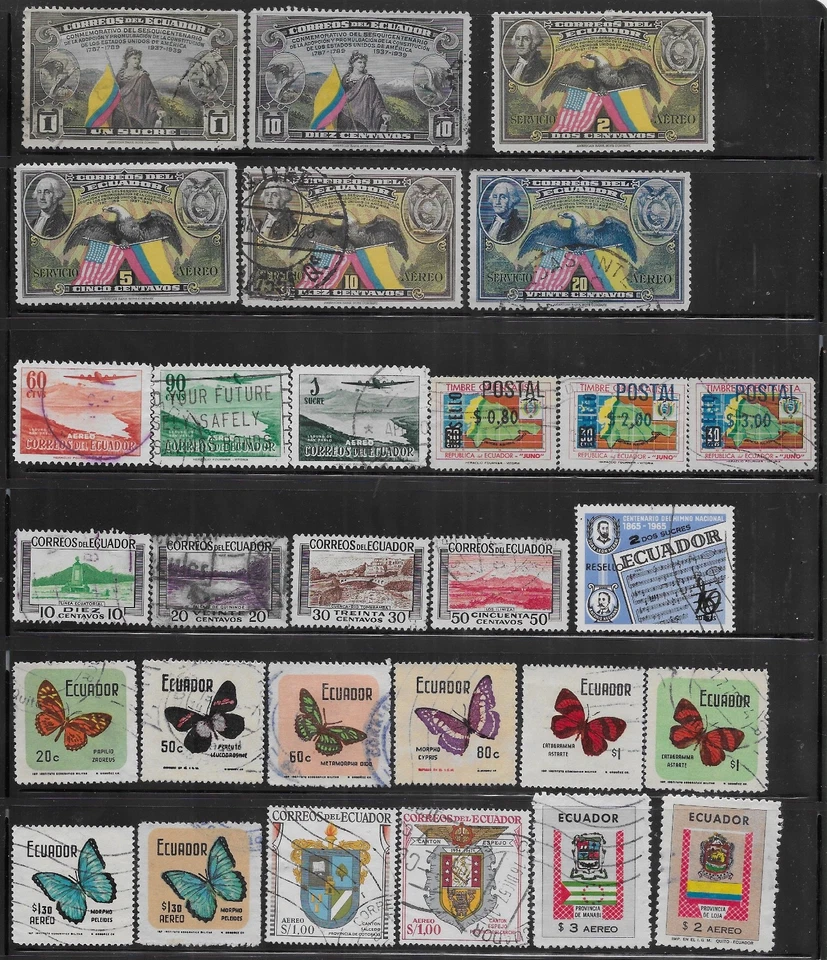 29 estampillas de Ecuador con reverso de libro de álbum antiguo de calidad Foto 1 de 1